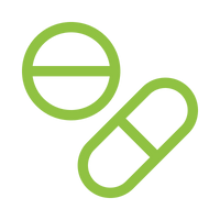 Green pill and capsule icons on a transparent background.