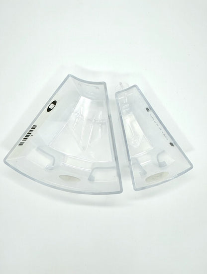 Two clear plastic MedaCube bins on a white background. One large clear MedaCube bin and one standard MedaCube bin highlighting the size difference.