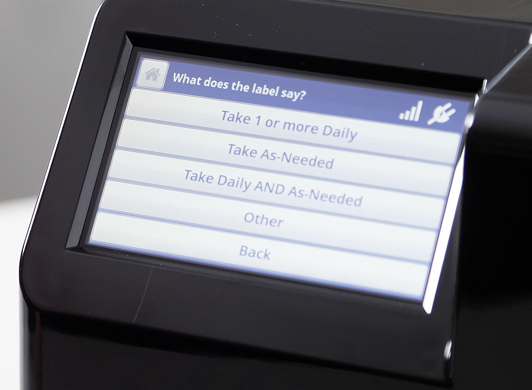 MedaCube screen showing the different dispensng options available. 